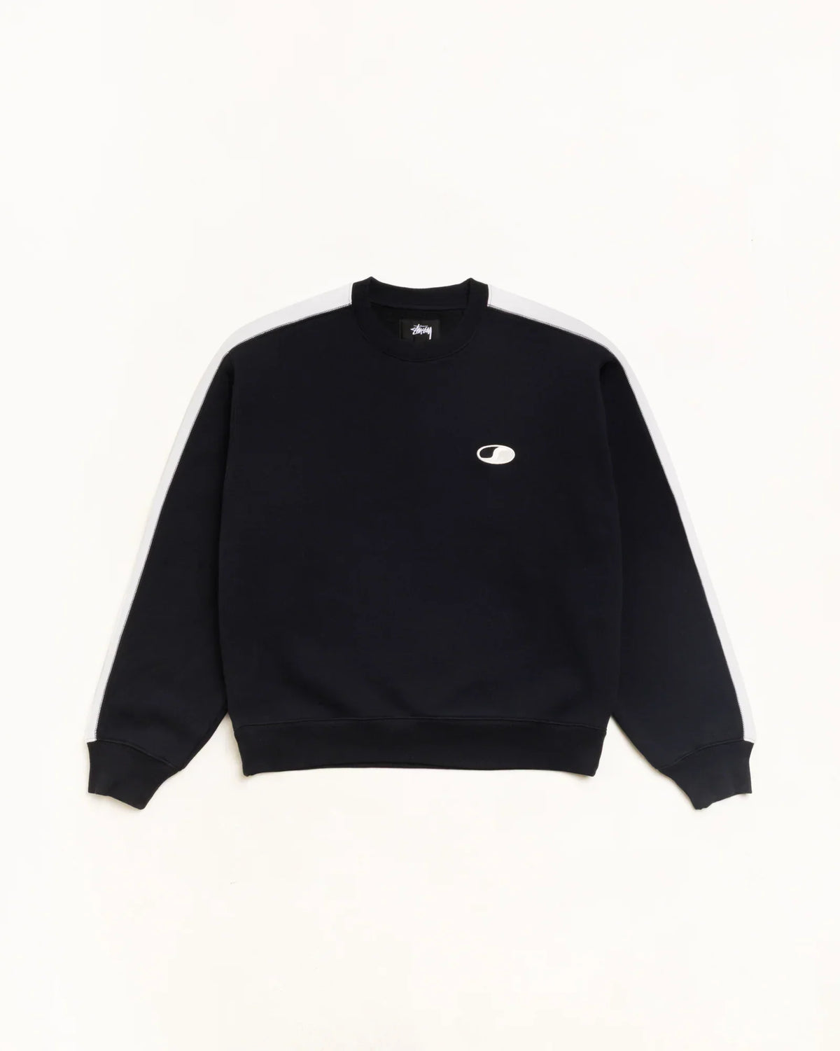 Stussy PANELED STRIPE CREW BLACK