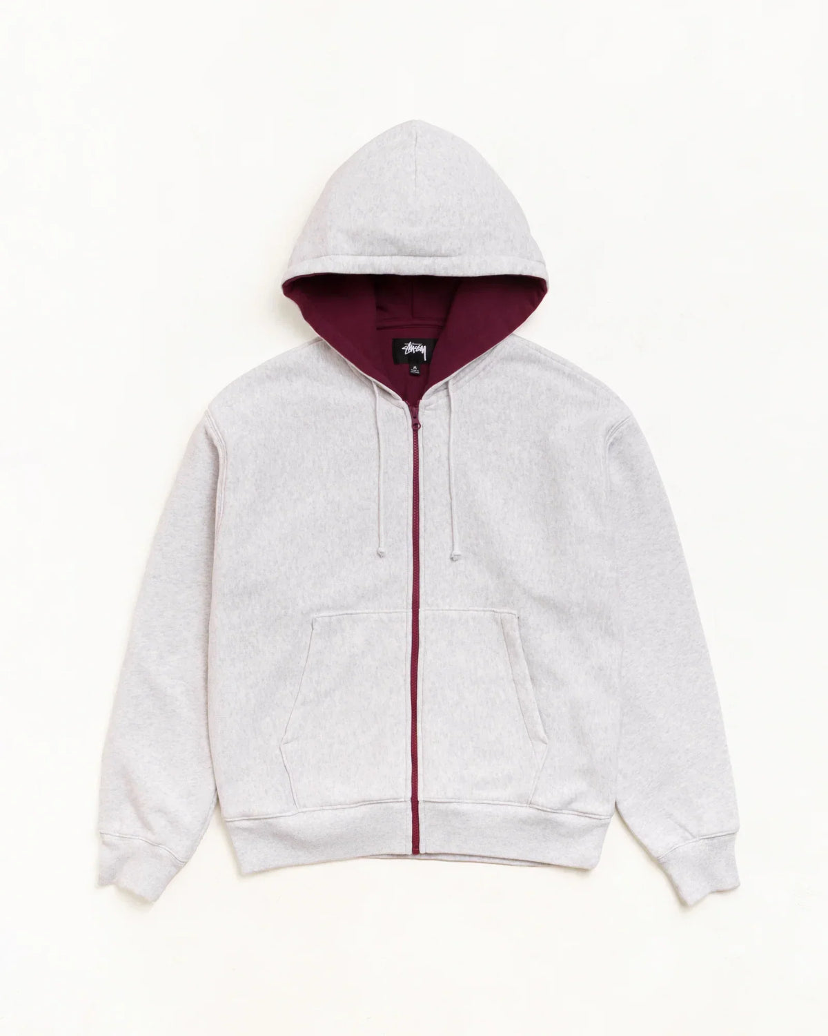 Stussy DOUBLE FACED ZIP HOODIE ASH HEATHER