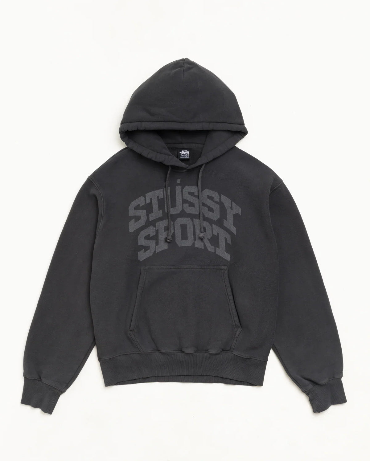 Stussy BLOCK SPORT HOODIE GARMENT DYED FADED BLACK