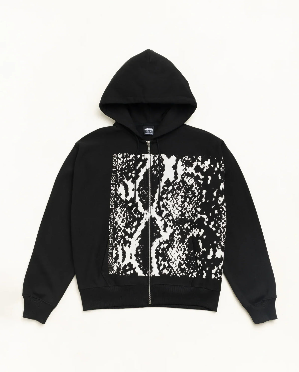 Stussy SNAKESKIN ZIP HOODIE BLACK