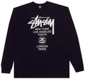 STUSSY LONG SLEEVE WORLD TOUR TEE BLACK